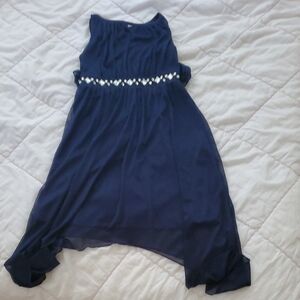 Crystal Doll Navy Blue Girls' Formal Dress with Rhinestone Waist